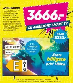 Bilka PHILIPS 65PUS8000, DKK 3666 tilbud