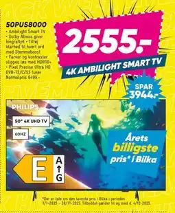 Bilka PHILIPS 50PUS8000, DKK 2555 tilbud