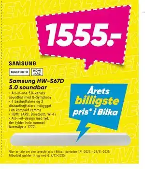 Samsung HW-S67D 5.0 soundbar, DKK 1555