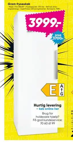 Bilka Gram fryseskab, DKK 3999 tilbud