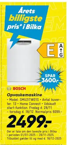 Bilka Opvaskemaskine, DKK 2499 tilbud