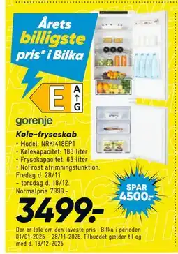 Bilka Køle-fryseskab, DKK 3499 tilbud