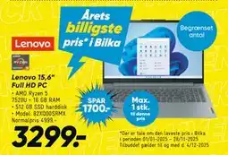 Bilka Lenovo 15,6” Full HD PC, DKK 3299 tilbud