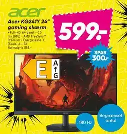 Bilka Acer KG241Y 24” gaming skærm, DKK 599 tilbud