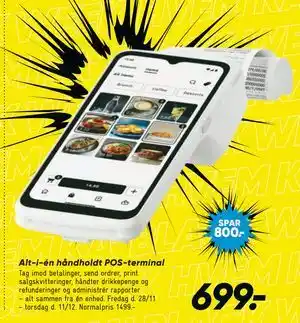 Bilka Alt-i-én håndholdt POS-terminal, DKK 699 tilbud