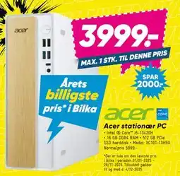 Bilka Acer stationær PC, DKK 3999 tilbud