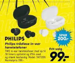 Bilka Philips trådløse in-ear høretelefoner, DKK 99 tilbud