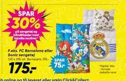 Bilka FC Barcelona eller Sonic sengetøj, DKK 175 tilbud