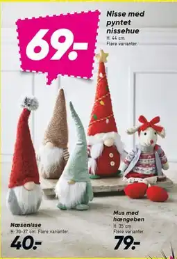 Bilka Nisse med pyntet nissehue, DKK 69 tilbud