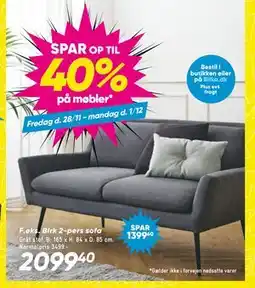 Bilka Birk 2-pers sofa, DKK 2099.4 tilbud