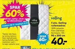 Bilka Spar 60% på top-, spring-, skum-, og rullemadrasser tilbud