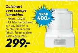 Bilka Cuisinart cool scoops ismaskine, DKK 299 tilbud