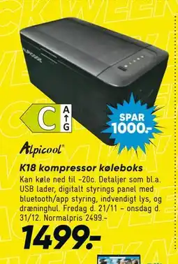 Bilka K18 kompressor køleboks, DKK 1499 tilbud