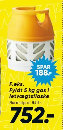 Bilka Fyldt 5 kg gas i letvægtsflaske, DKK 752 tilbud