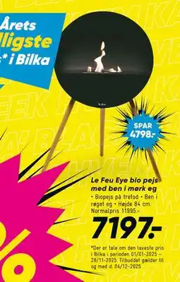Bilka Le Feu Eye bio pejs med ben i mørk eg, DKK 7197 tilbud