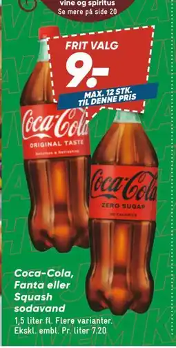 Bilka Coca-Cola, Fanta eller Squash sodavand, DKK 9 tilbud