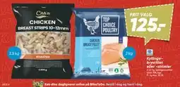 Bilka Kyllingebrystfilet eller -strimler, DKK 125 tilbud