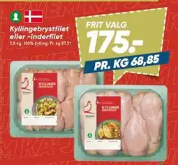 Bilka Kyllinge brystfilet eller -inderfilet, DKK 175 tilbud