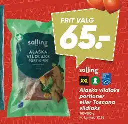 Bilka Alaska vildlaks portioner eller Toscana vildlaks, DKK 65 tilbud