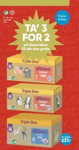 Bilka TA’ 3 FOR 2 på Libero bleer, DKK 237 tilbud