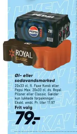 Bilka Øl- eller sodavandsmarked, DKK 79 tilbud