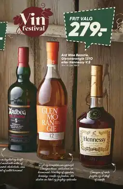 Bilka Ard Wee Beastie, Glenmorangie 12YO eller Hennessy V.S, DKK 279 tilbud
