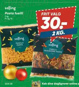 Bilka Pasta fusilli, DKK 30 tilbud