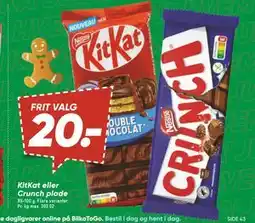 Bilka KitKat eller Crunch plade, DKK 20 tilbud