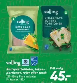 Bilka Rødspættefileter, lakseportioner, rejer eller torsk, DKK 45 tilbud