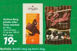 Bilka Anthon Berg plader eller Toms marked, DKK 19 tilbud