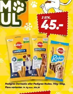 Bilka Pedigree Dentastix eller Pedigree Rodeo. 110g-154g. Flere varianter., DKK 45 tilbud