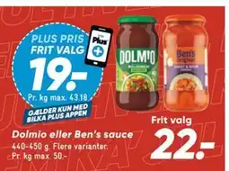 Bilka Dolmio eller Ben’s sauce, DKK 22, App-pris tilbud