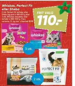 Bilka Whiskas, Perfect Fit eller Sheba, DKK 110 tilbud