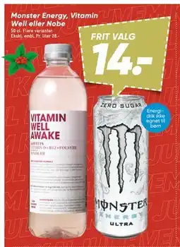Bilka Monster Energy, Vitamin Well eller Nobe, DKK 14 tilbud
