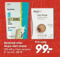 Bilka Bodylab eller Nupo diet shake, DKK 99 tilbud