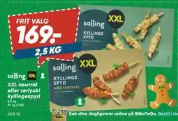 Bilka XXL neutral eller teriyaki kyllingespyd, DKK 169 tilbud