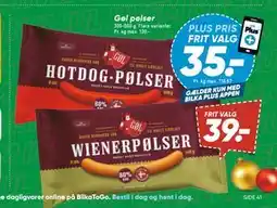 Bilka Gøl pølser, DKK 39, App-pris tilbud