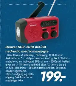 Bilka Denver SCR-2010 AM/FM nødradio med lommelygte, DKK 199 tilbud