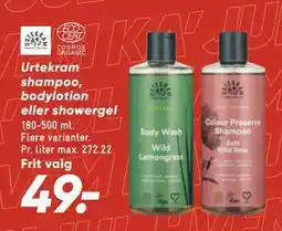 Bilka Urtekram shampoo, bodylotion eller showergel, DKK 49 tilbud