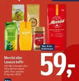 Føtex Merrild eller Lavazza kaffe, DKK 59 tilbud