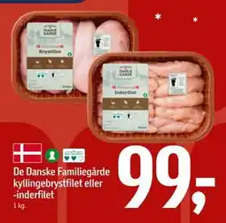 Føtex De Danske Familiegårde kyllingebrystfilet eller -inderfilet, DKK 99 tilbud