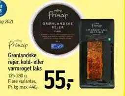 Føtex Grønlandske rejer, kold- eller varmrøget laks, DKK 55 tilbud