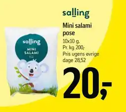 Føtex Mini salami pose, DKK 20 tilbud