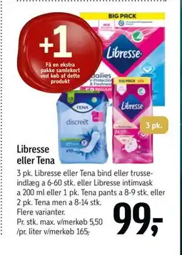 Føtex Libresse eller Tena, DKK 99 tilbud