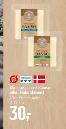 Føtex Økologisk dansk Samsø eller Danbo skiveost, DKK 30 tilbud