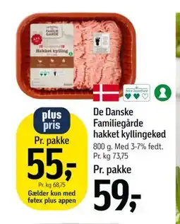 Føtex De Danske Familiegårde hakket kyllingekød, DKK 59, App-pris tilbud
