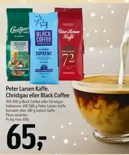 Føtex Peter Larsen Kaffe, Christgau eller Black Coffee, DKK 65 tilbud
