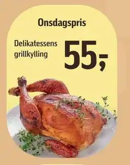 Føtex Delikatessens grillkylling, DKK 55 tilbud