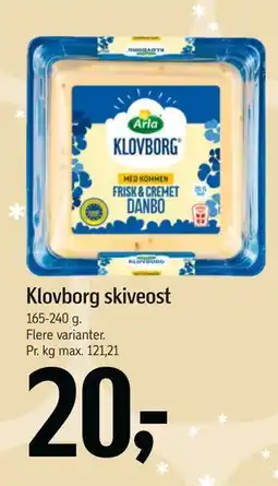 Føtex Klovborg skiveost, DKK 20 tilbud