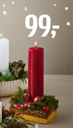 Føtex Kalenderdekoration med bloklys og pynt, DKK 99 tilbud